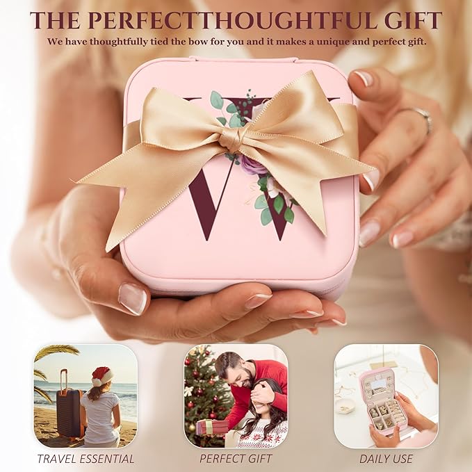 MFXIP Easter Basket Stuffers for Teens Essentials, Valentines Day Christmas Stocking Stuffers for Women Teen Girl Gifts Trendy Stuff Travel Jewelry Box Case Organizer Personalized Birthday Gifts
