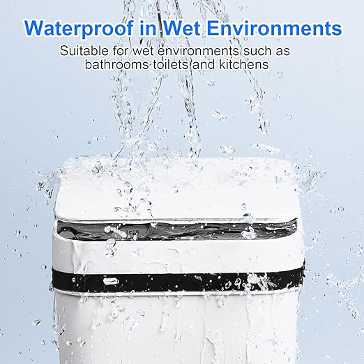 Anborry Bathroom Trash Cans with Lid 2 Pack Touchless Automatic Motion Sensor 2.2 Gal & 4 Gal Small Garbage Can, Smart Electric Narrow Garbage Bin for Bedroom Office Kitchen (White)