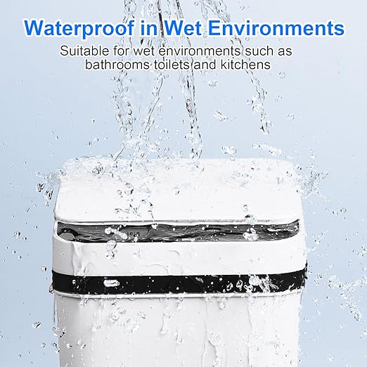 Anborry Bathroom Trash Cans with Lid Touchless Automatic Motion Sensor 4 Gallon Small Garbage Can, Smart Electric Plastic Narrow Garbage Bin for Living Room Bedroom Office Kitchen (White)
