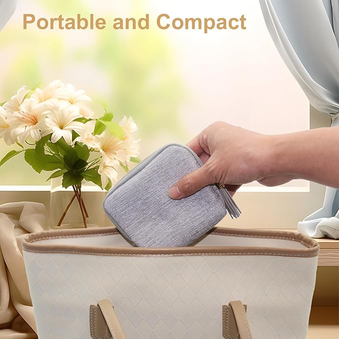 Small Travel Jewelry Case, Mini Jewelry Box, Purse Organizer Pouches for Travel and Everyday Jewelry Organizer Storage (Gray)