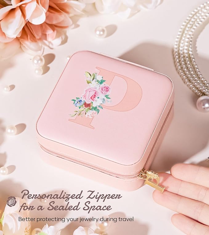 Enthralite Travel Jewelry Box for Girls: Traveling Jewelry Case Gift for Women - Mini Organizer for Necklaces Earrings Pink P