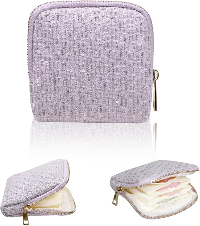 Stratalife Travel Jewelry Case - Small Jewelry Organizer for Bracelets Necklace Healing Crystal, Portable Earring Ring Organizer with Zipper Pouches for Traveling Gift for Women, Violet Purple