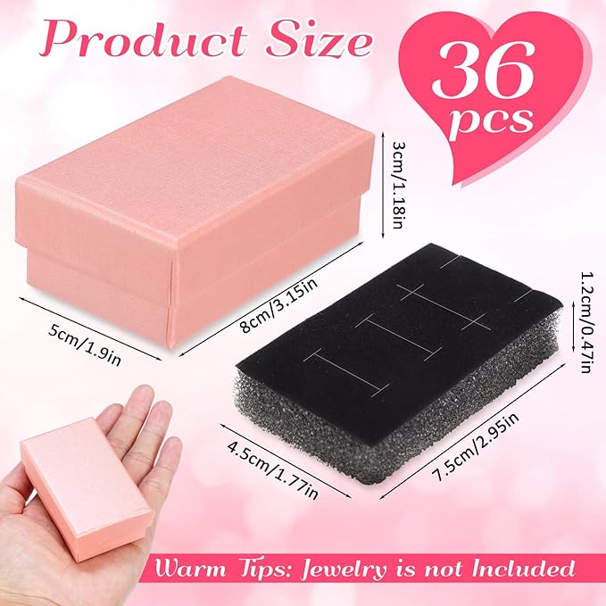 Batiyeer 36 Pcs Cardboard Jewelry Gift Boxes Jewelry Boxes Packaging Small Earring Gift Box with Lids for Necklace Ring Bracelet Party