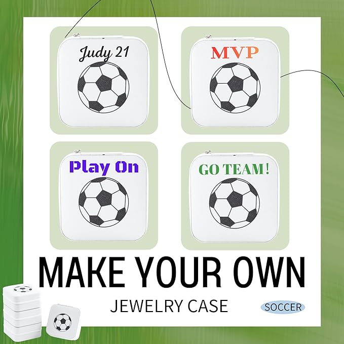 6-Pack Soccer Portable Jewelry Box for Team Travel White Sport Jewelry Case Bulk Gifts for Soccer Team Athletes & Sports Enthusiasts Christmas Events & Milestones