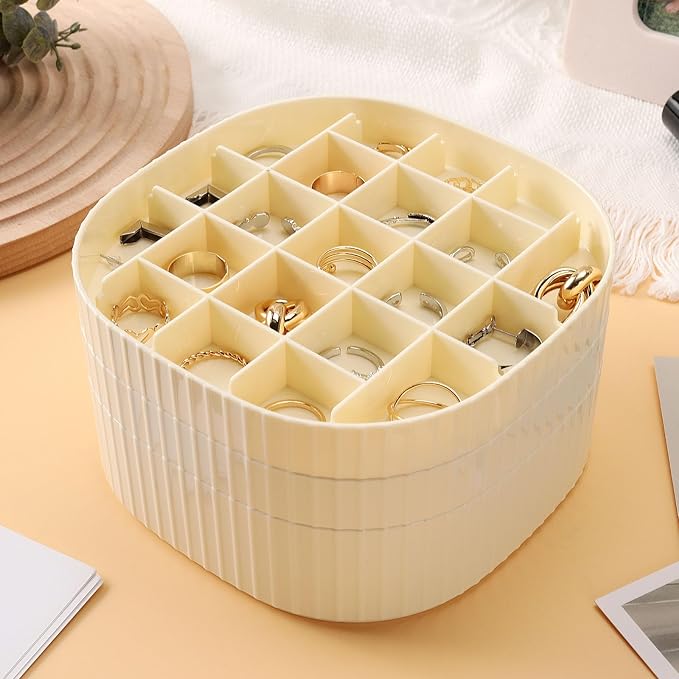 Sunkaioo Earring Organizer,Stackable 3-Layers Clear Jewelry Box with Lid,Stud Earring Organizer for Women Girls,Earring Box Display Holder for Earrings Ring Studs Bracelet Necklace Crafts (Brown)