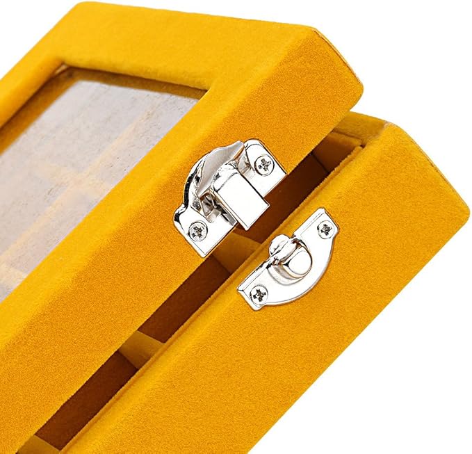 24 Grids Velvet Glass Ring Earrings Jewelry Box Earrings Organiser Storage Holder Display Case