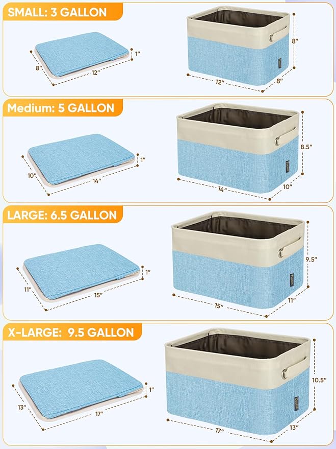BALEINE 2 Pack Fabric Closet Storage Bins for Shelves, Linen Closet Organizers and Storage, Decorative Baskets for Organizing, Shelf, Clothes, Home, Office (Skyblue, 12"x8"x8")