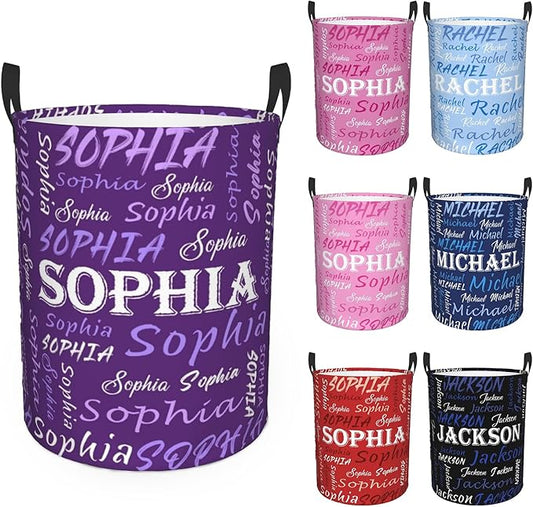 Custom Name Laundry Hamper, Personalized Laundry Basket with Name for Baby Boys Girls, Customized Collapsible Dirty Clothes Hamper Storage with Handles for Bedroom Bathroom Dorm Room Decor