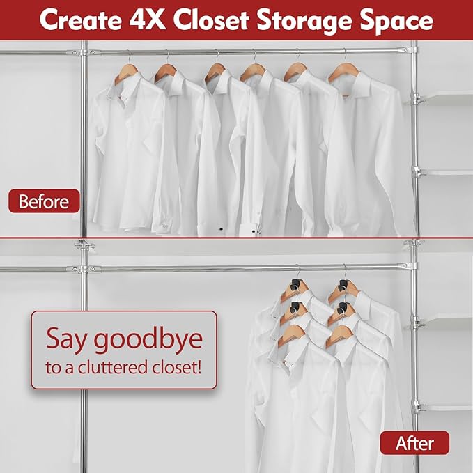 Latoxcaa Space Saving Standard Hanger Hooks 100Pcs, Upgrade Heavy Duty Space Saver Hangers Connector Hooks for Clothes, Premium Hanging Closet Organizer for Dorm, Ganchos para Colgar Ropa, Black