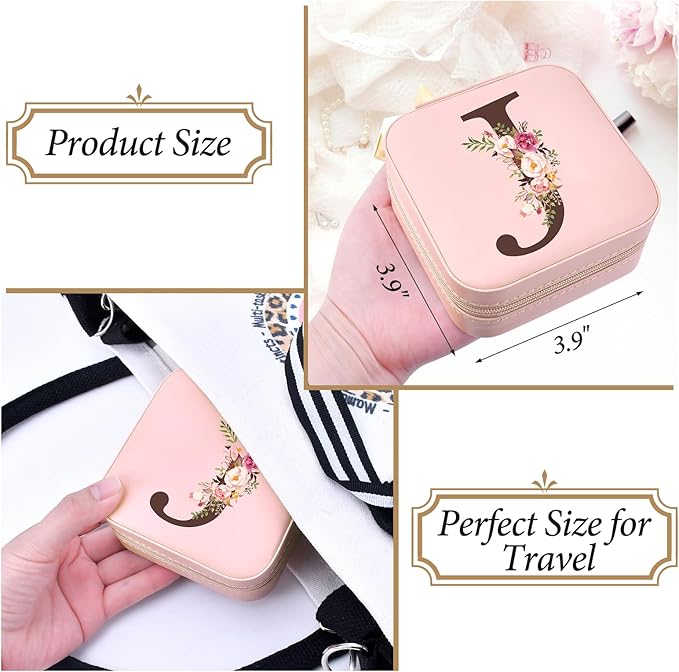 Inngeroo Christmas Gift Ideas, Initial Travel Jewelry Case Box Organizer Personalized Gifts, Fashion Travel Essentials Trendy Stuff Gifts for Teen Girls