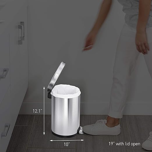 simplehuman 4.5 Liter Bathroom Trash Can, White Steel, Pack of 6