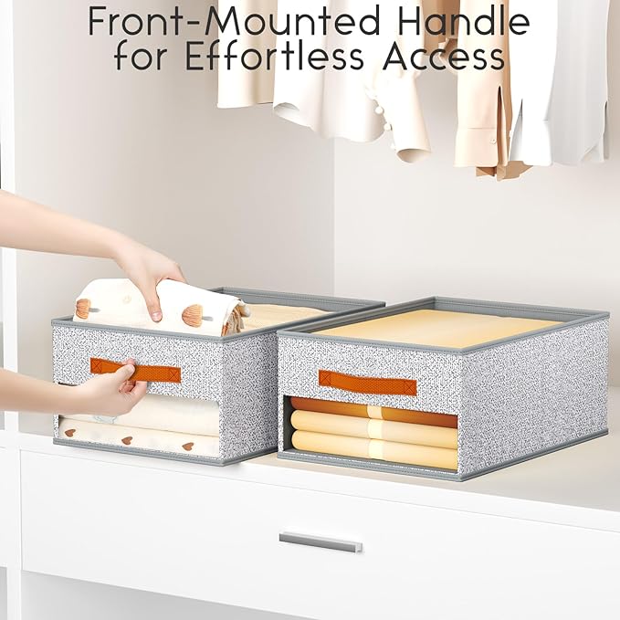 Homsorout Drawer Organizers and Storage - 8 Pack Foldable Pants Organizer with Clear Window & Handles, Fabric Closet Organizer for Clothes, Jeans, Sweaters, Towels, T-shirt, Scarf (Ant Light Gray)