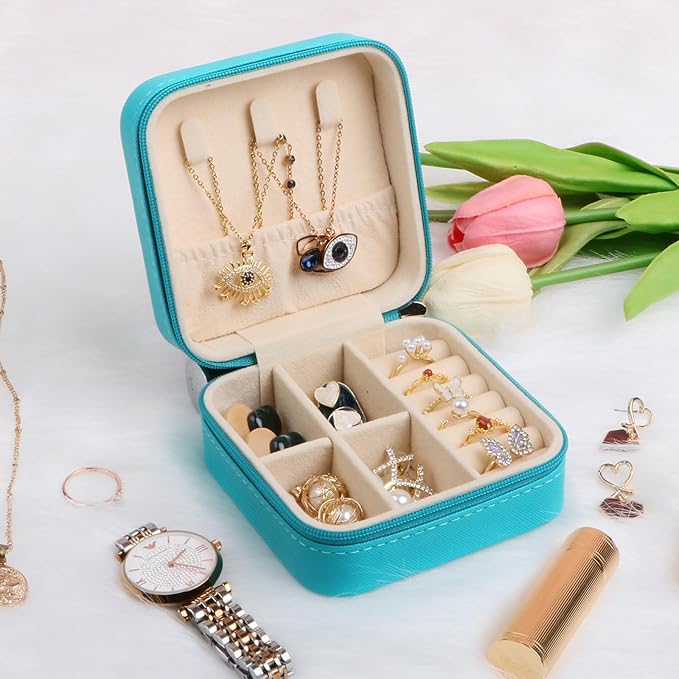 17Dec 6-Pack Small Travel Jewelry Case Organizer,Mini Travel Essentials for Women,Bridesmaid Gifts Birthday Gifts for Women,Small Jewelry Box for Girls 8-12