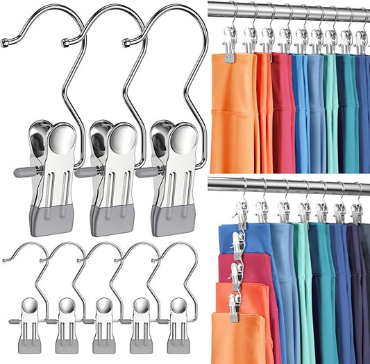 30 Pack Pants Hangers with Clip,Legging Organizer for Closet Hanging, Space Saving Yoga Pants Hangers Clip Hanger Wardrobe Organization,Closet Organizers and Storage for Jeans,Shorts,Skirts,Hats-Gray