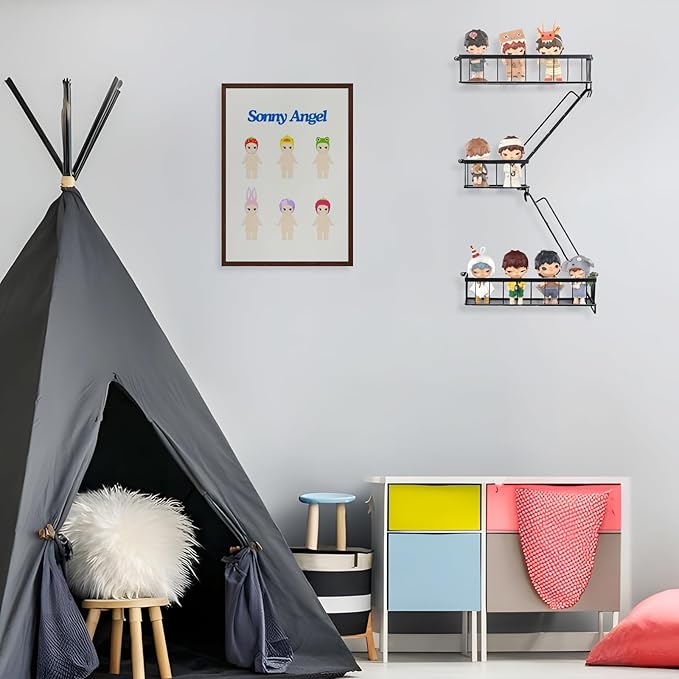 SweetSage Fire Escape Wall Shelf, Modern City Corner Wall Decorative Action Figure Metal Display with Mini Shelf, Black 2.5 Tier