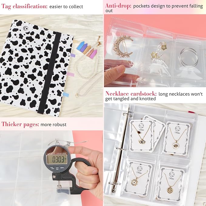 17Dec Large Transparent Jewelry Storage Book with 300 Pockets and 150 Jewelry Pouches,Travel Jewelry Organizer and Storage,Jewelry Binder Organizer for Earring,Bracelet,Necklace