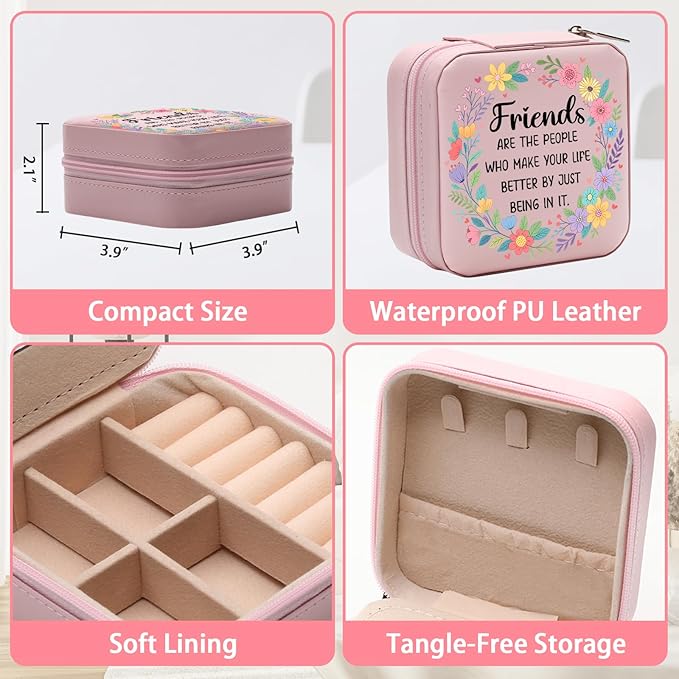 GAOLZIUY Friendship Gifts for Women Jewelry Box, Friends Make Life Better Jewelry Case, Best Friends Gift for Birthday, Valentines Day for Bestie, BFF, Her