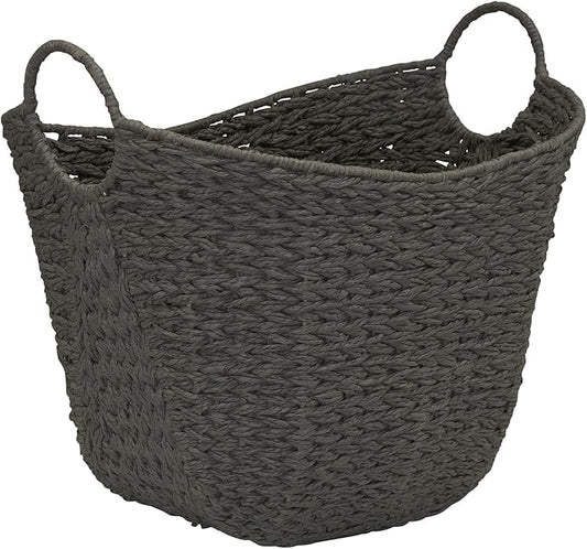 Household Essentials Paper Rope Basket with Handles, Natural Woven Woven Storage Basket, Great for Decoration or Organization