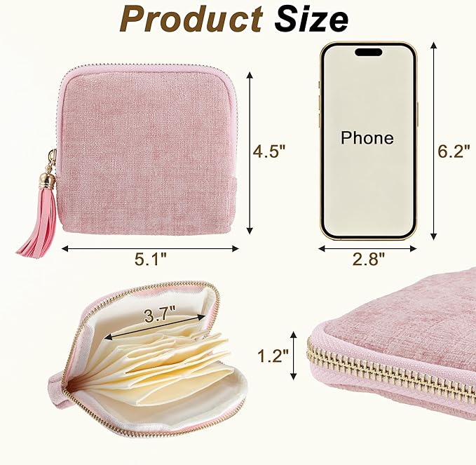 VOCOSTE Travel Jewelry Case, Portable Jewelry Organizer with 6 Independent Layers, Small Pouch Bag for Necklace Bracelet Rings Earring Storage, Women Gift Idea, Pink