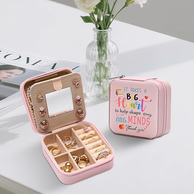 GAOLZIUY Teacher Appreciation Gifts for Women, Teacher Jewelry Box, Birthday Retirement Graduation Thank You Gifts for Teachers, It Takes a Big Heart to Shape Little Minds Jewelry Case