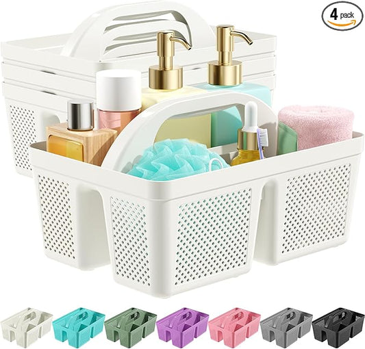 4 PCS Large Portable Shower Caddy with Handle, Plastic Cleaning Caddy, Shower Basket for Bathroom, College, Dorm Room Essentials, Multi-scenario Organizer Storage Tote