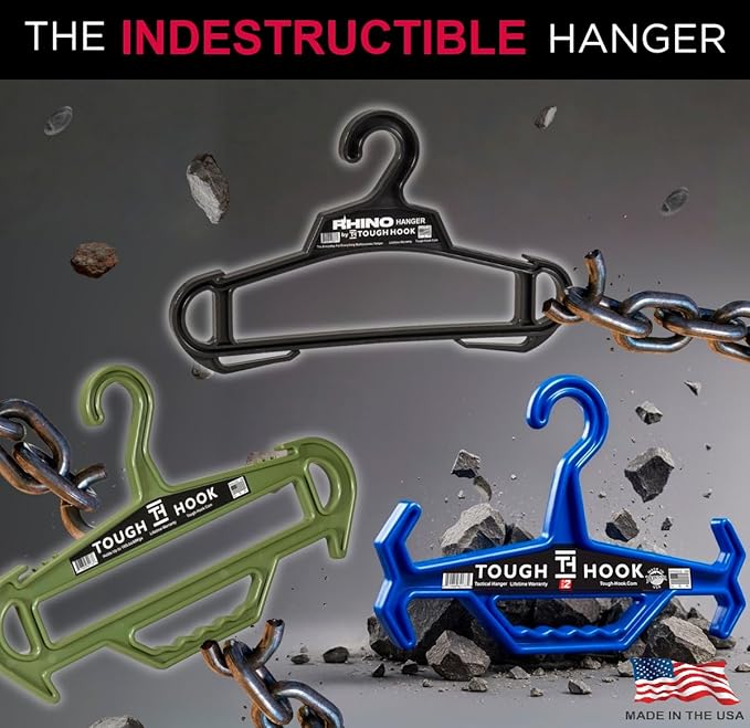 Tough Hook Original Heavy Duty Hangers – The Superhero of Hangers USA-Made, Anti-Slip ABS Resin Tactical Hanger for Police Gear, Scuba Gear & Dive BCD – DuraResin 200-lb Cap Wetsuit Hanger, 1 Gray