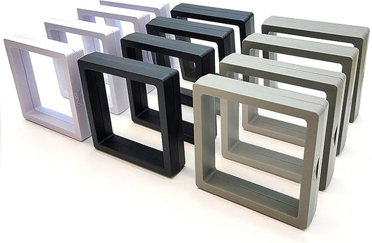 12PCS 3D Floating Frame Display Stand, Jewelry Box, Gift Box, Ornament Organizer, Small Travel Jewelry Box, PE Film Anti-Oxidation, Suspended Display Box Stackable (3.54*3.54，Type 1)
