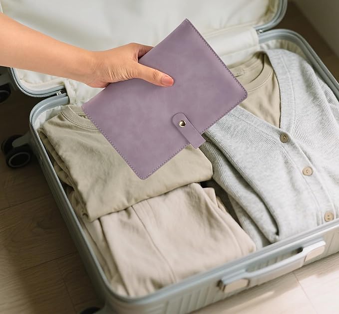 Travel Jewelry Binder Organizer Storage Book - Jewelry Boxes PU Leather Organizer Case with Zipper Velvet Pouches for Women Gifts - Pale Lilac