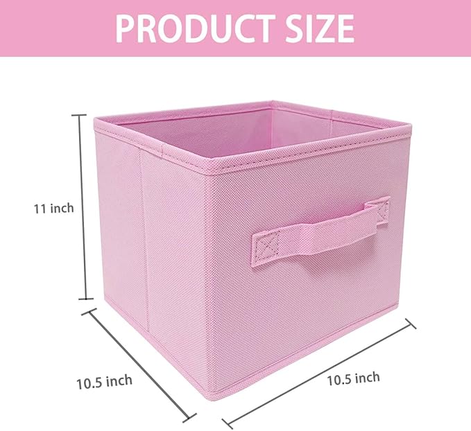 EBIGIC Storage bins collapsible storage bins,cube storage organizer （Pack of 3） 10.5 * 10.5 * 11 inch,For home and office Collapsible Closet Shelf Organizers, Drawer Organizers(Pink)