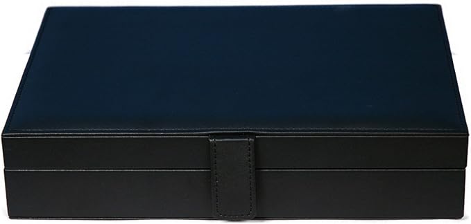 HONEY BEAR Men/Women's Cufflinks Jewelry Box - Faux Leather Display Case Storage Organizer Black, for Rings Earrings Tie Clips
