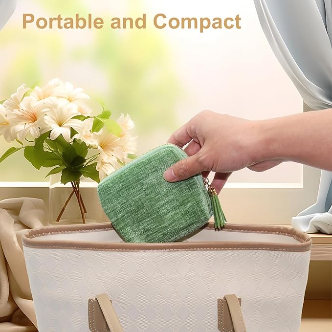 Small Travel Jewelry Case, Mini Jewelry Box, Purse Organizer Pouches for Travel and Everyday Jewelry Organizer Storage (Grass Green)