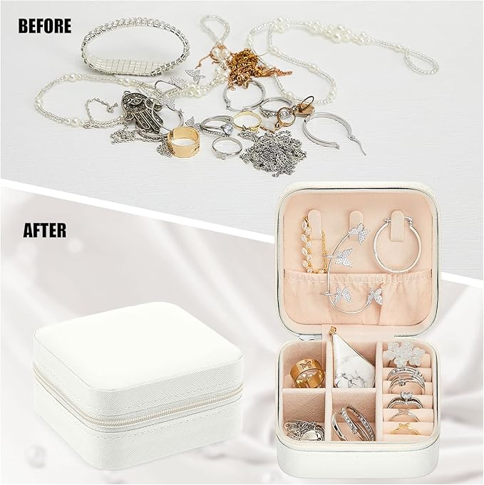 Taiyin Travel Jewelry Case, Bridesmaid Gifts Mini Jewelry Organizer, PU Leather Portable Earring Box for Women Girls