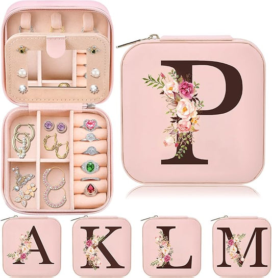 Travel Jewelry Case for Women, Travel Jewelry Box Organizer Personalized Pink Gifts for Girls Wife Mom, Gift for Friend Sister Grandma Aunt