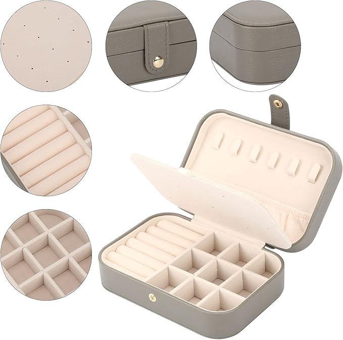 FEISCON Jewelry Organizer, Small Jewelry Box Mini Jewelry Travel Case Storage and Organizer Portable Jewelry Storage Box/GRAY