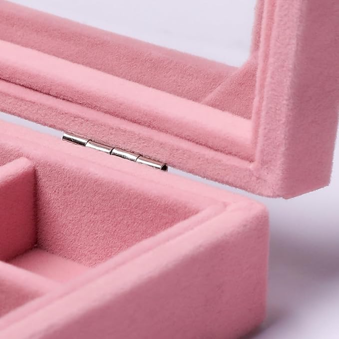 Frebeauty Jewelry Organizer Tray with Clear Lid,12 Grid Velvet Drawer Insert Jewelry Storage Box with Transparent lid Jewelry Display Case Store Showcase Jewelry Box Gift for Women(Pink,12 Grid)