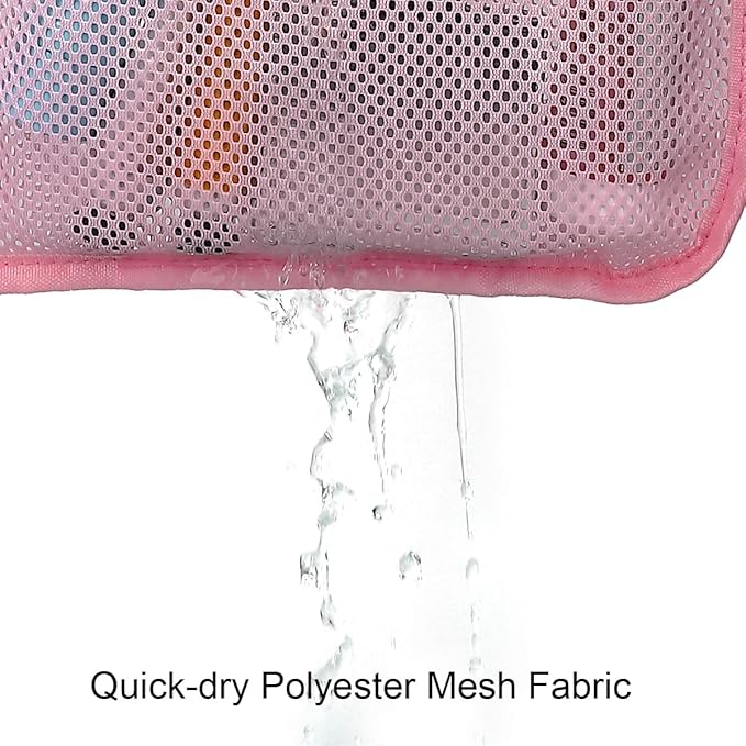 GYEUKHAM Hanging Mesh Shower Caddy for Bathroom - Quick Drying Portable Shower Organizer with Multiple Pockets for Soap,Shampoo and Cruise Ship Essentials Saving Bathroom Storage,Pink,1 Pack