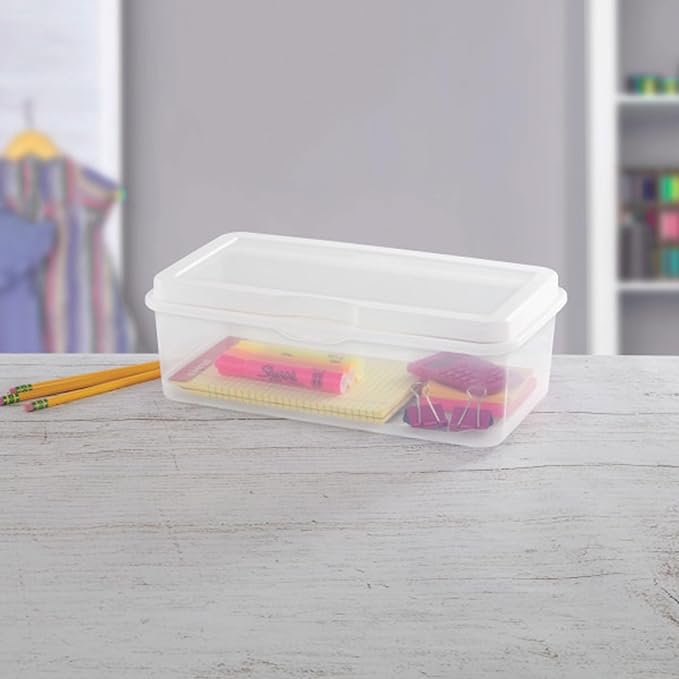 Sterilite 18-Pack FlipTop Stackable Rectangular Storage Bin with Hinging Lid, Clear