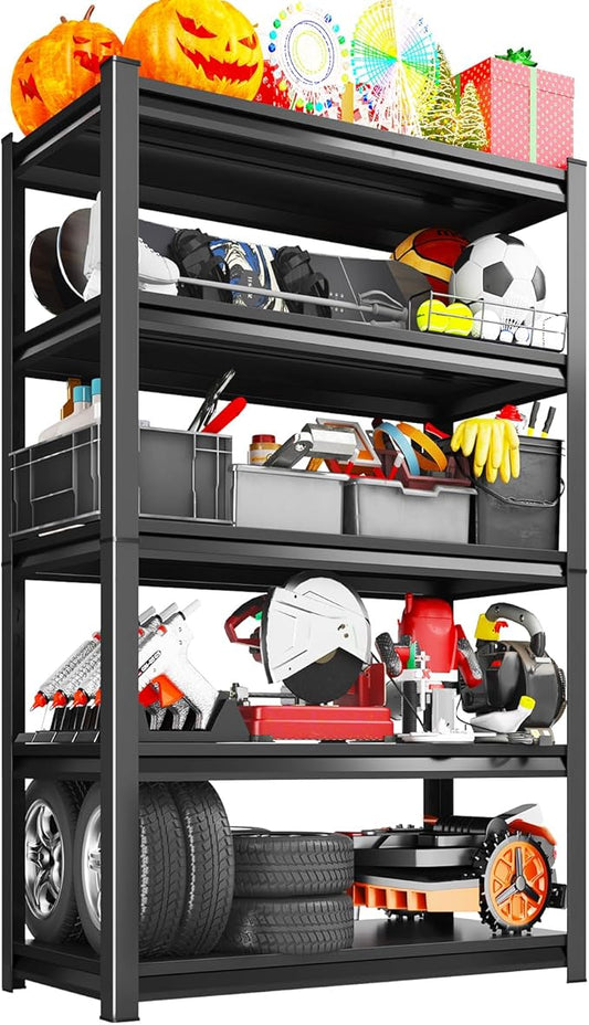 Garage Storage Shelves 5-Tier,Garage Storage System Shelves Adjustable,Storage Shelving for Basement,Pantry,Kitchen,Warehouse (1, 77.9" H x 46" W x 20" D)