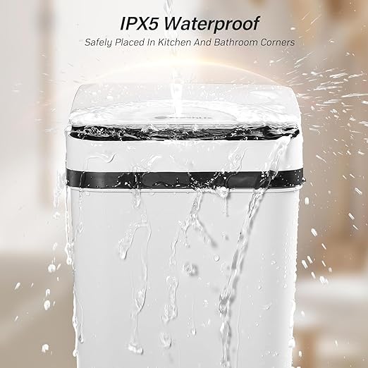 FRESHLIX Bathroom Garbage Can with Lid, 2.6 Gallon Diaper Trash Can, Automatic Trash Cans Touchless, Slim Waterproof Smart Commercial Trash Can for Bedroom, Bathroom, Office, Living Room, Toilet, RV