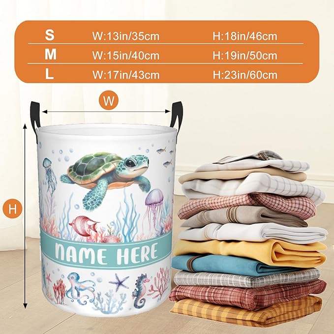 Custom Name Laundry Hamper, Personalized Laundry Basket with Name for Baby Boys Girls, Customized Collapsible Dirty Clothes Hamper Storage with Handles for Bedroom Bathroom Dorm Room Decor
