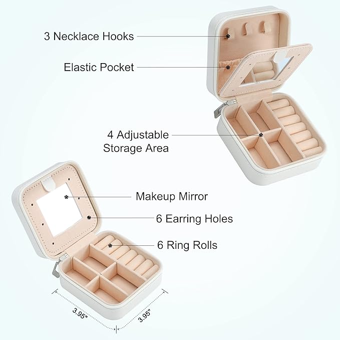 Parima Jewelry Case for Women Girls, H Initial Jewelry Boxes | Small Jewelry Box | Jewelry Cases for Her | Travel Gifts for Women Girl - Letter H, White