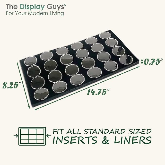 TheDisplayGuys For Your Modern Living 2-Pack 24-Jars Velvet Foam Padding Jewelry Container Inserts - Tray/Case Liners - Large Gem, Beads, Collectibles Storage Box (Black) by The Display Guys