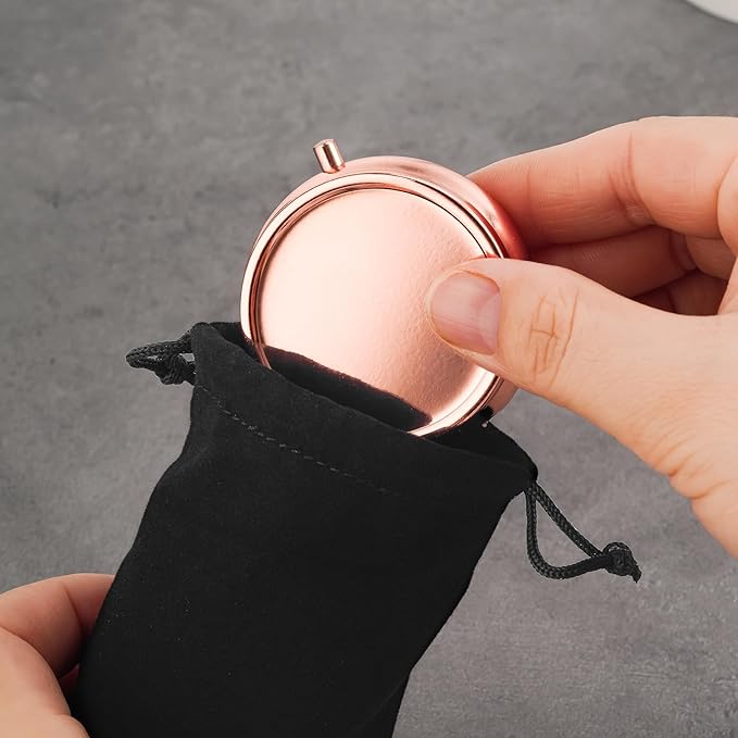 Mini Travel Jewelry Box with Built-In Mirror, Ultra-Portable Jewelry Holder for Rings, Necklaces, Earrings, Pills, Tea Bags, Small Accessories, Press-to-Open Multifunctional Storage (Pink)