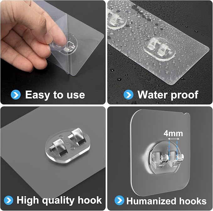 Lsnisni 3 Pack Shower Caddy Adhesive Replacement, Strong Adhesive Hooks for Shower Caddy, Waterproof Adhesive Strips, No Drilling, for Bathroom Storage Shelves and Kitchen Racks