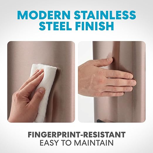 SIMPLI-Magic 6L/1.6G Stainless Steel Bathroom Trash Can with Hands-Free Foot Pedal, Quiet Soft-Close Lid, Compact Space-Saving Size