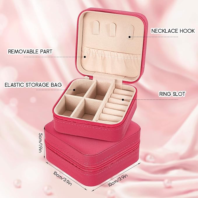 Taiyin Travel Jewelry Case, Bridesmaid Gifts Mini Jewelry Organizer, PU Leather Portable Earring Box for Women Girls
