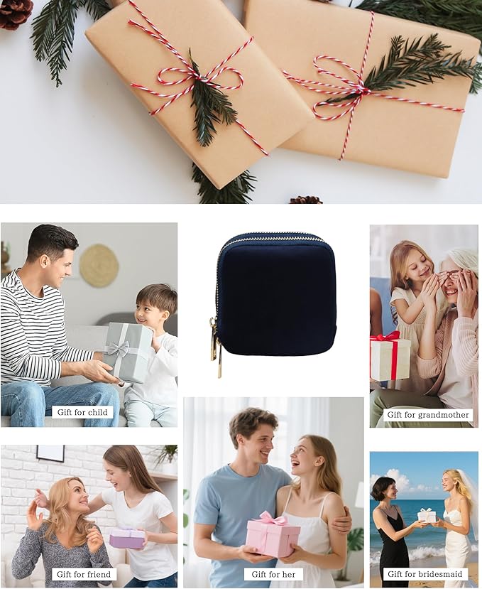 Stratalife Travel Jewelry Case Organizer 2-Layer Compact Storage Bag for Rings Earrings Necklace Bracelet Portable Velvet Jewelry Pouch with Zippers Travel Essential Gift for Women Navy Blue