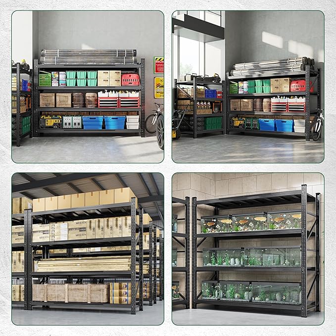 Letaya 6000LBS Storage Shelves Heavy Duty,79" W Garage Shelving Units, 4 Tier Adjustable Utility Rack Shelf,Large Metal Industrial Shelves,for Shop,Warehouse,Basement,Black (79" W x 24" D x 79" H)