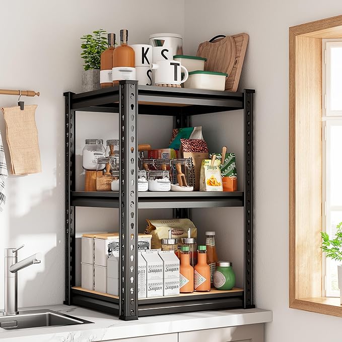 REIBII Storage Shelves 6 Tier Garage Shelving, Adjustable Shelving Units Loads 2250LBS, Narrow Shelves Units and Storage for Kitchen, Pantry, Garage, Closet, Basement, 16" W x 16" D x 72" H