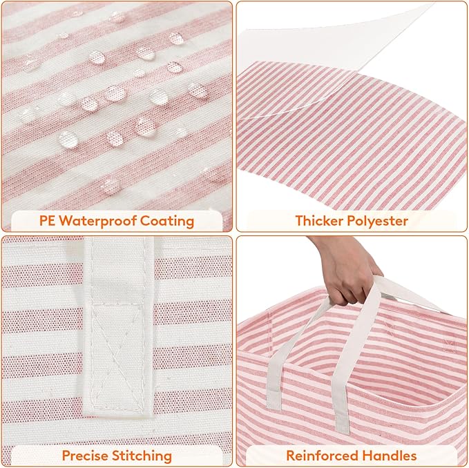 Lifewit 2 Pack Laundry Basket 85L Each, Collapsible Clothes Hamper with Reinforced Handles, Freestanding Waterproof Design for Bedroom and Laundry Room, Grey&Pink 170L Total